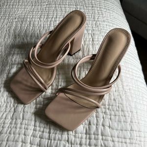 SHEIN Thin Strap Chunky Heeled Mule Sandals